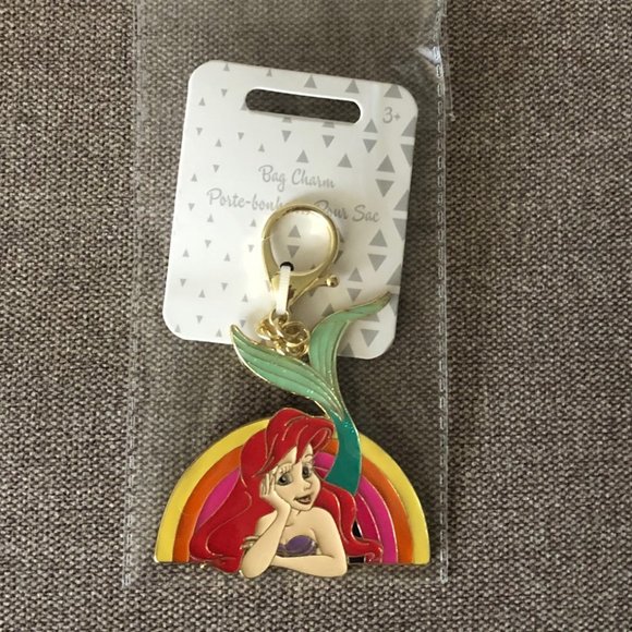 NWT Disney Princess Ariel The Little Mermaid Rainbow Gold Large Bag Charm - Picture 1 of 2